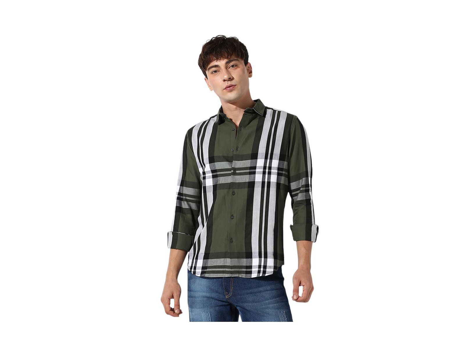Campus Sutra Men's Tartan Plaid Shirt