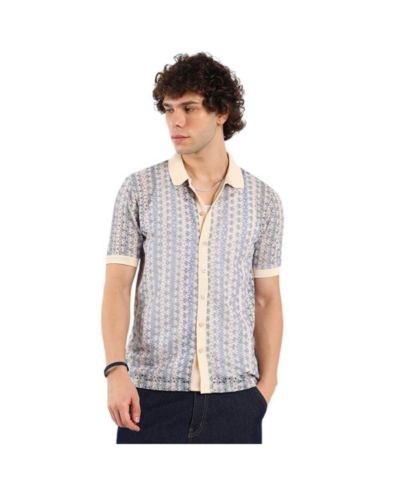 Campus Sutra Men's Ditsy Floral Knit Shirt
