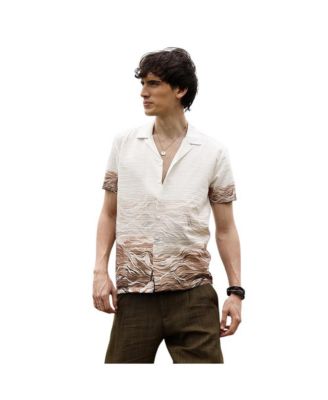 Мужская рубашка Campus Sutra Desert Ombre в цвете Ivory White & Tan Brown