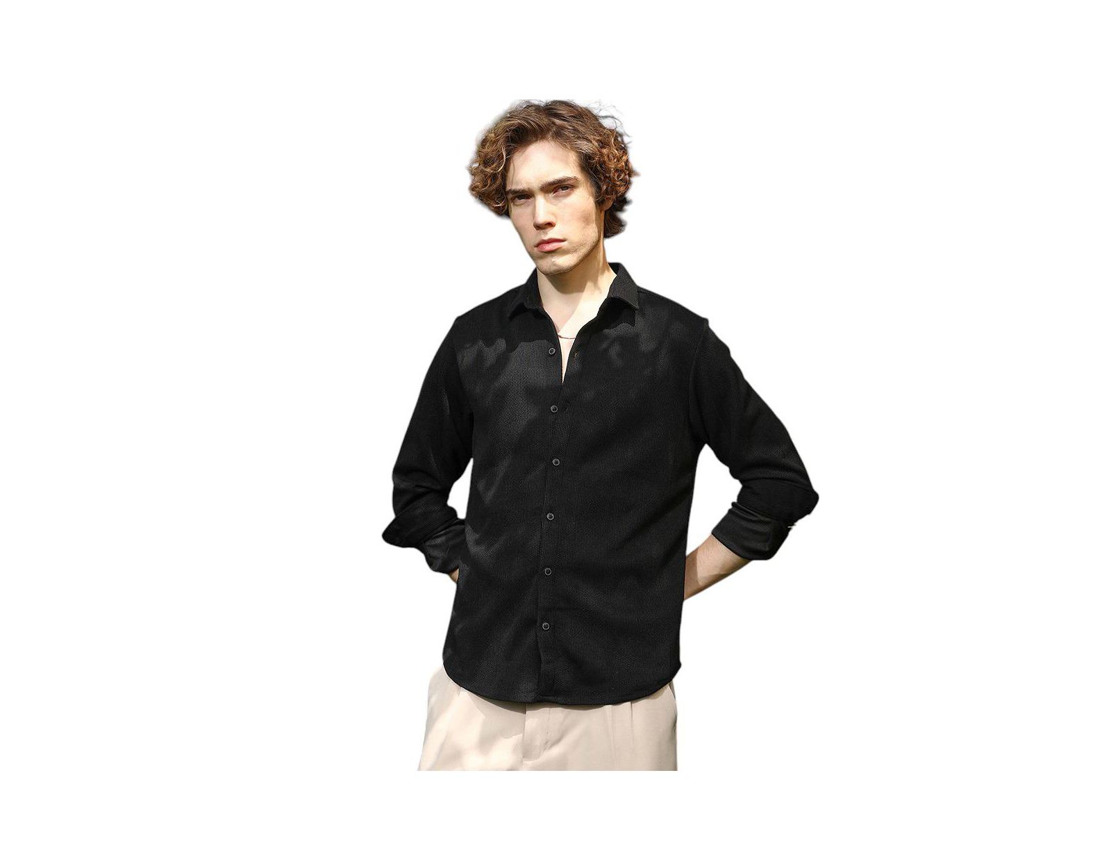 Campus Sutra Men's Solid Knit Shirt