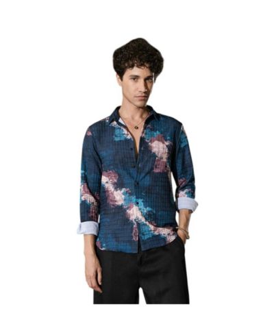 Campus Sutra Men's Abstract Fluid Shirt