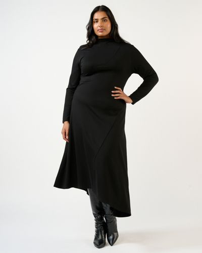 ESTELLE Women's Abagail High Neck Assymetric Midi Dress