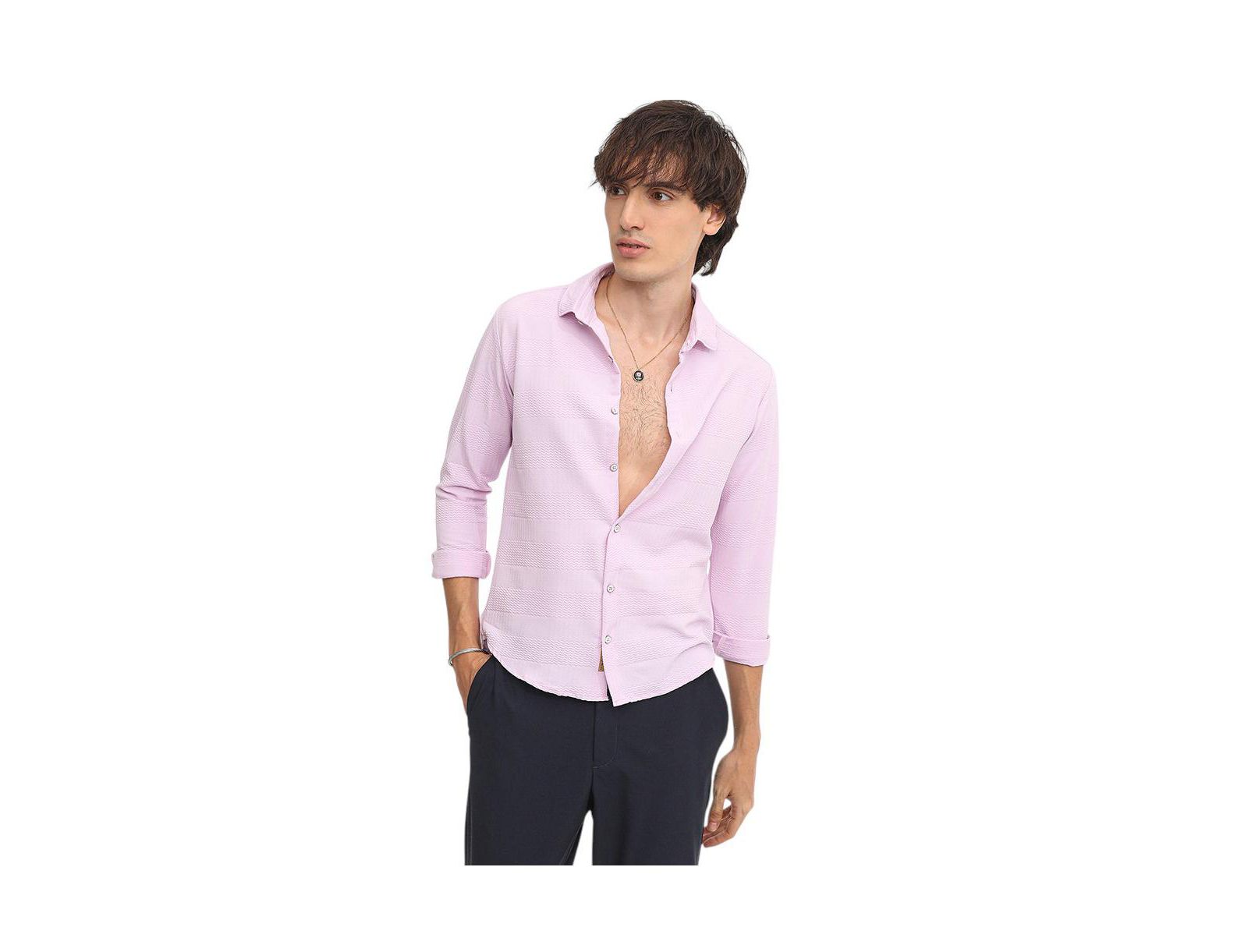 Campus Sutra Men's Chevron-Textured Shirt