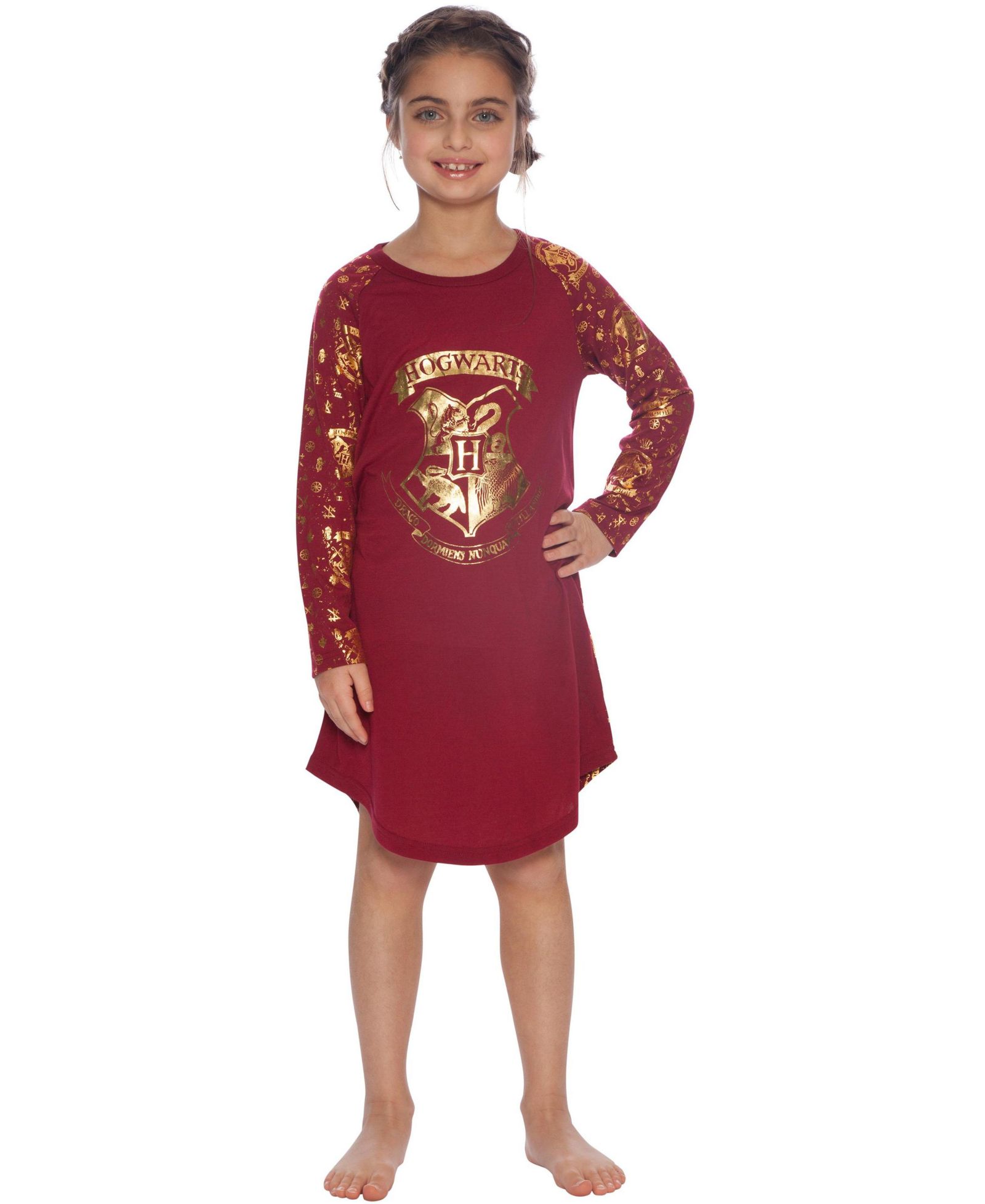 Ночная рубашка Harry Potter Hermione Gold Foil Hogwarts Castle Crest Long-Sleeve