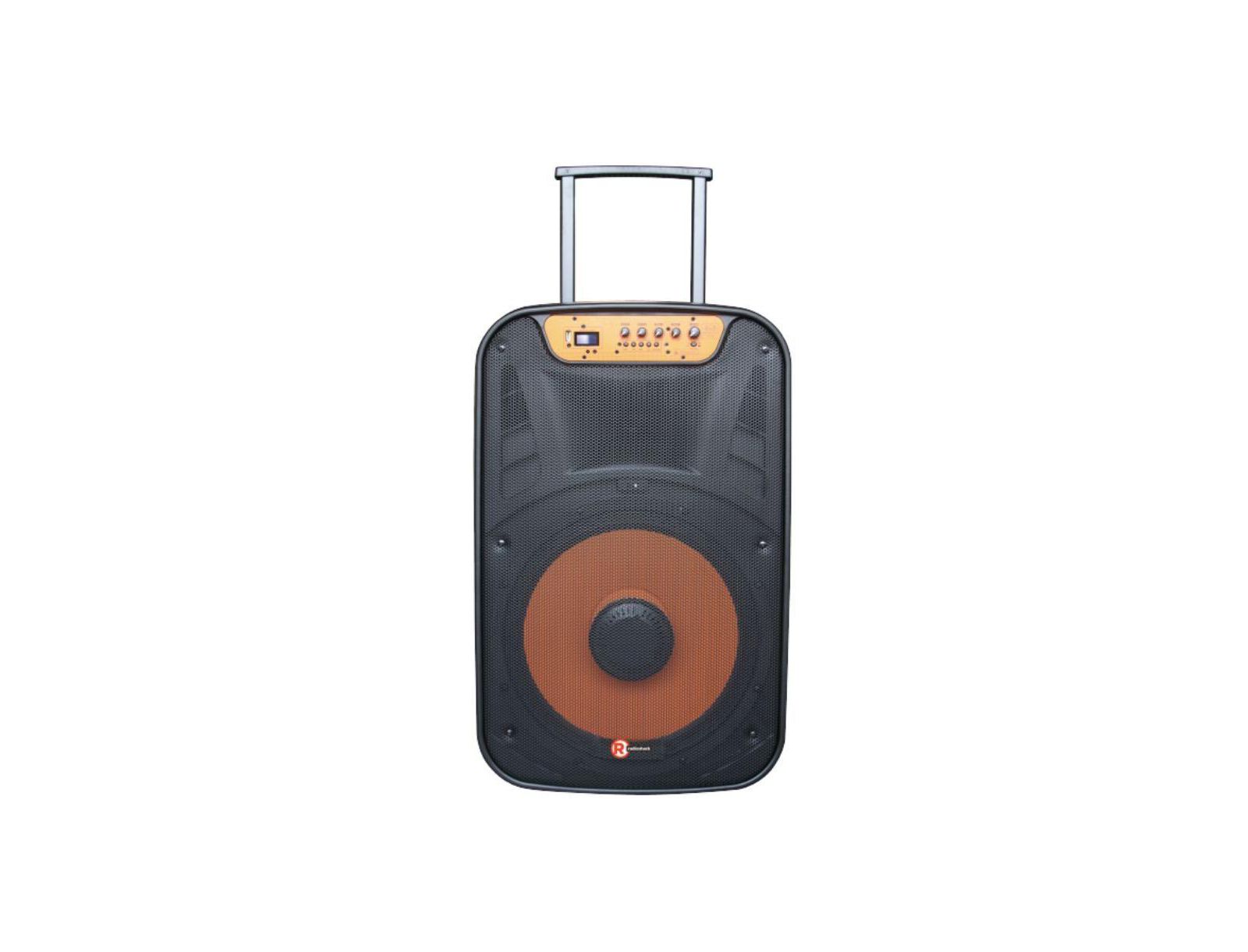 RadioShack портативная акустическая система Party Tower 120W, 15 дюймов, с подсветкой, FM-радио, аккумулятором и колесами, 4001945