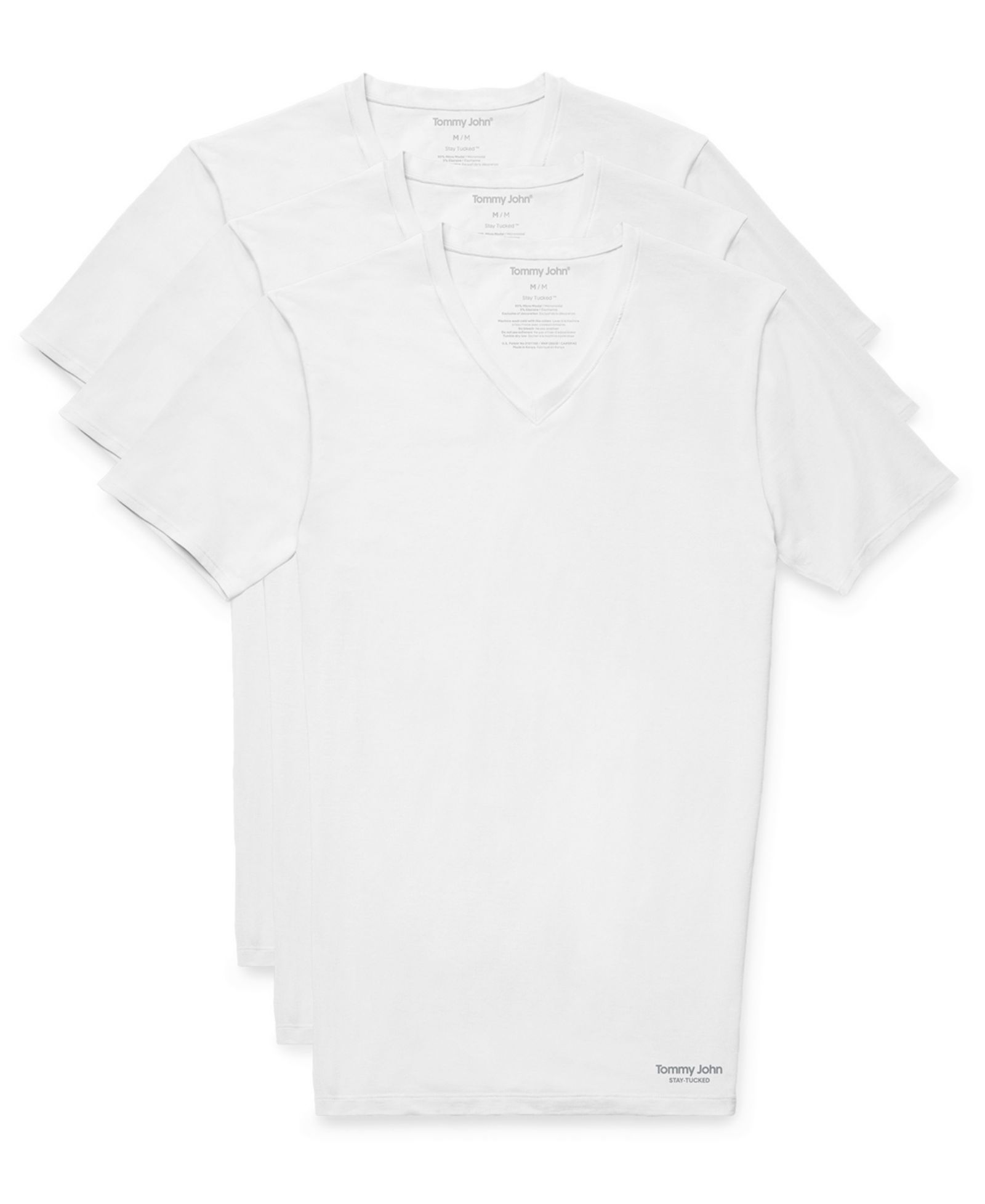 Tommy John Men's Luxe Modal V-Neck Undershirt Stay-Tucked 3-Pack