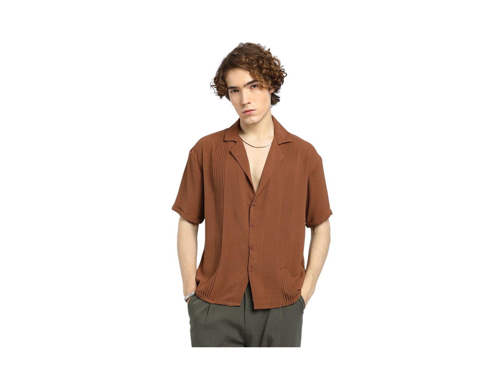 Мужская Campus Sutra Panel-Pleat Oversized Shirt