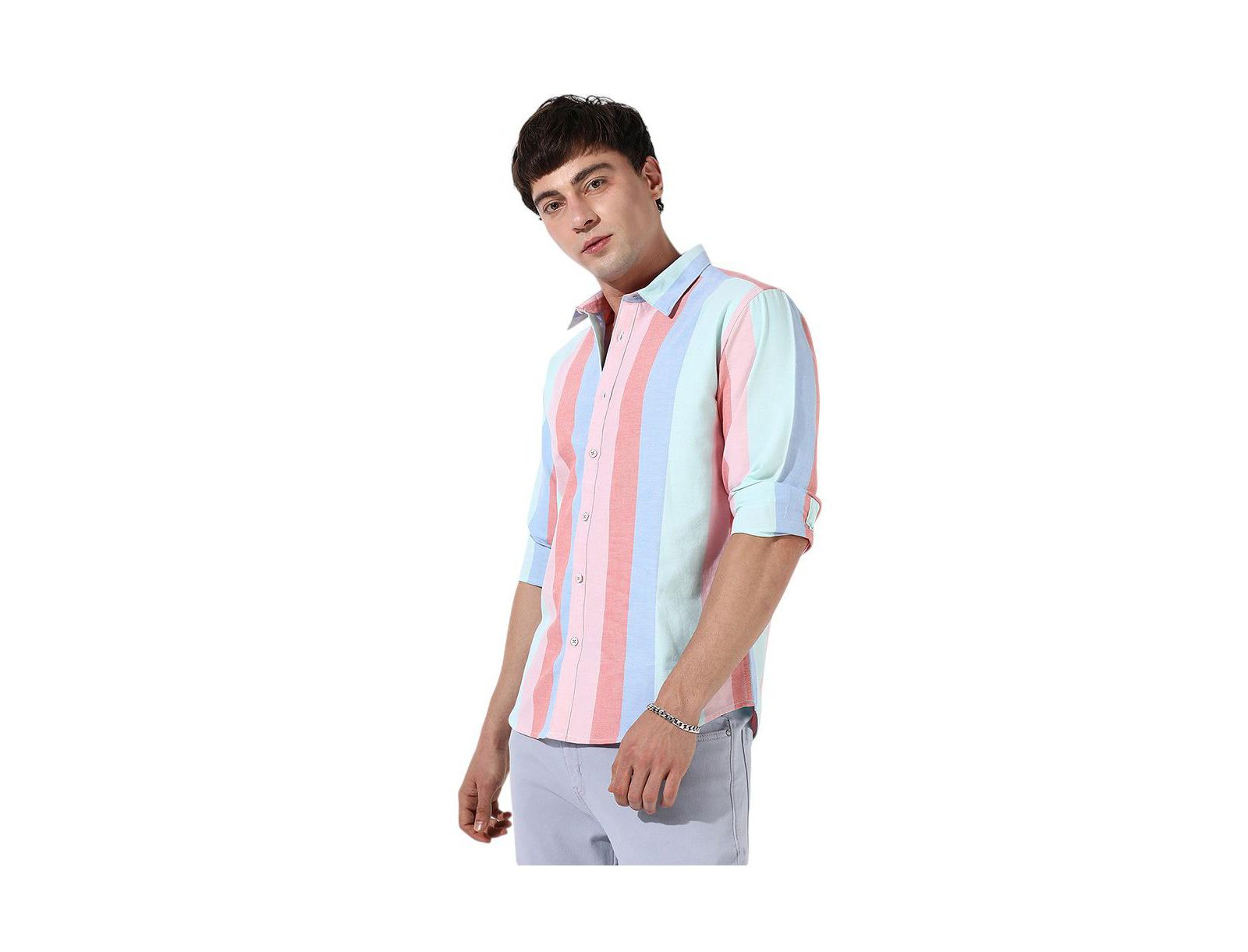 Campus Sutra Men's Multicolour Roman Striped Shirt