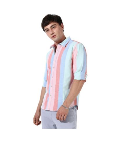 Campus Sutra Men's Multicolour Roman Striped Shirt