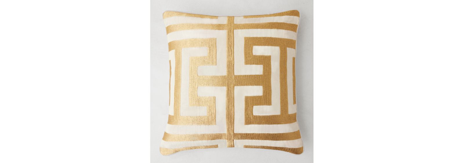 Greek Key Embroidered Pillow – Linen & Cotton Blend