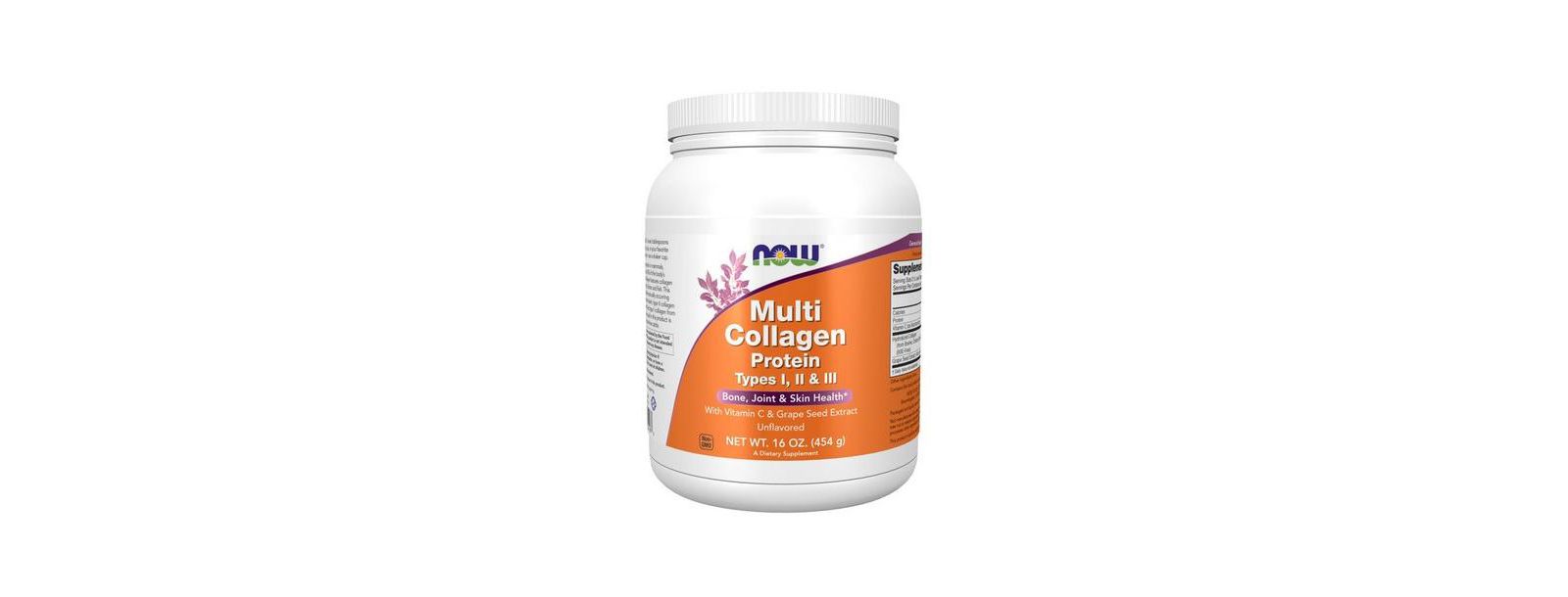NOW Foods Мультиколлаген белок типы I, II и III порошок без вкуса, 16 унций