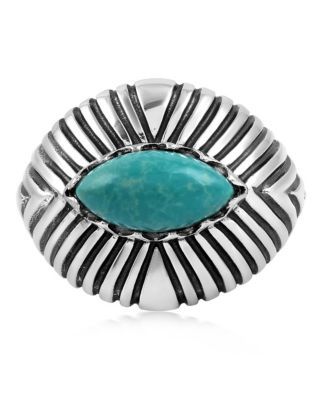 Кольцо American West Jewelry Sterling Silver Green Turquoise Marquise Gemstone Ribbed
