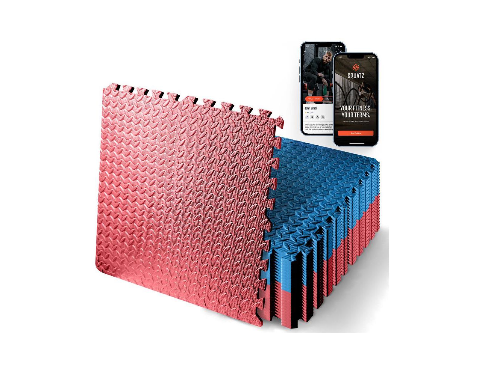 Thick Puzzle Exercise Mat 25 Pcs EVA Foam Interlocking Tiles Durable Non-Skid Flooring for Gym Workouts Red Blue