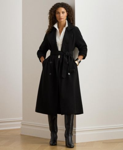 Lauren Ralph Lauren Women's Double Breasted Belted Crepe Trench Coat