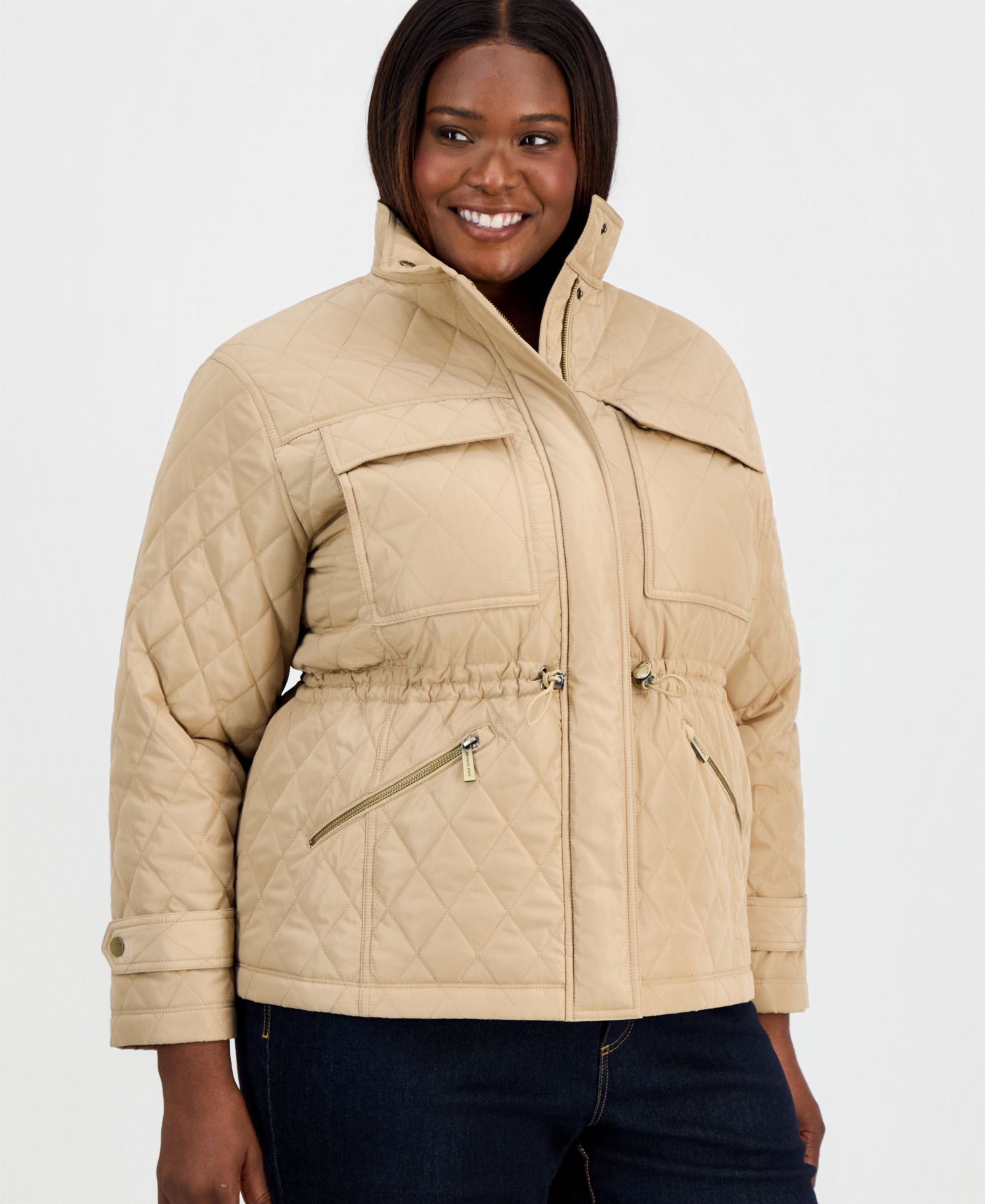 Michael Kors Plus Size Short Quilted Coat