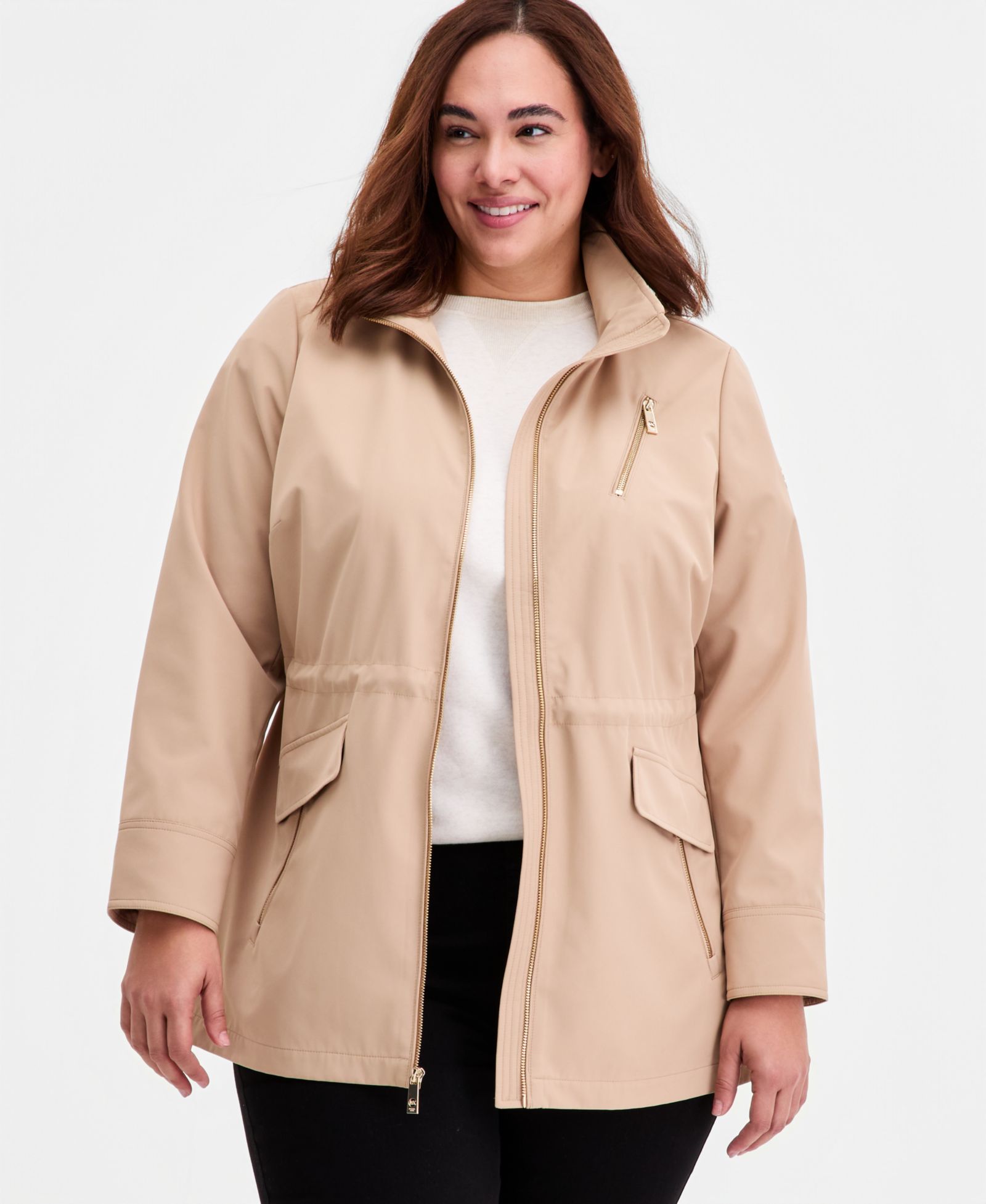 Michael Kors Plus Size Zip-Front Hooded Anorak