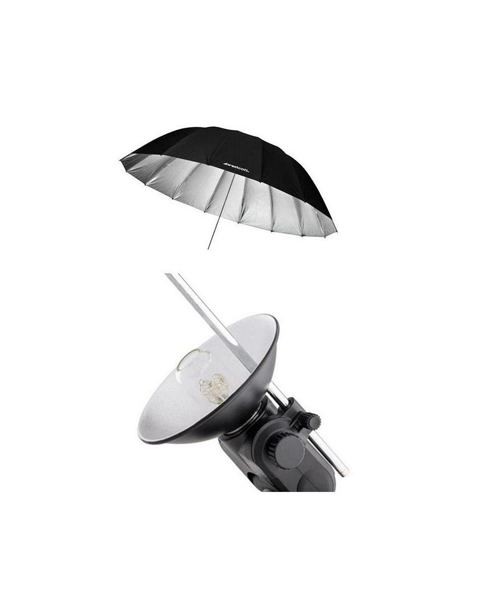 Westcott 7' Silver Parabolic Umbrella w/Flashpoint Streaklight Umbrella Kit