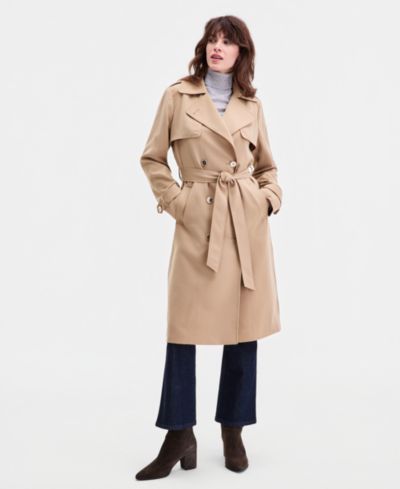 Michael Kors Petite тренч-корт из креповой ткани с двубортной застежкой и поясом
