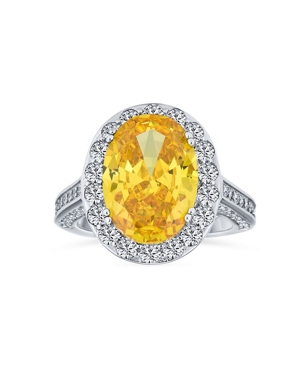 Bling Jewelry Винтажное помолчное кольцо с кубическим цирконием oval halo из стерлингового серебра