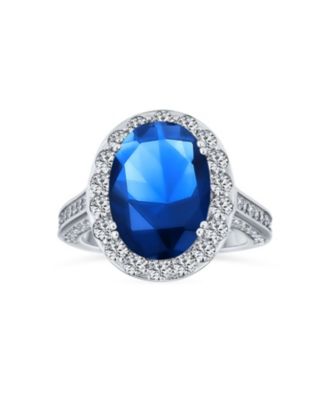 Bling Jewelry Винтажное помолчное кольцо с кубическим цирконием oval halo из стерлингового серебра