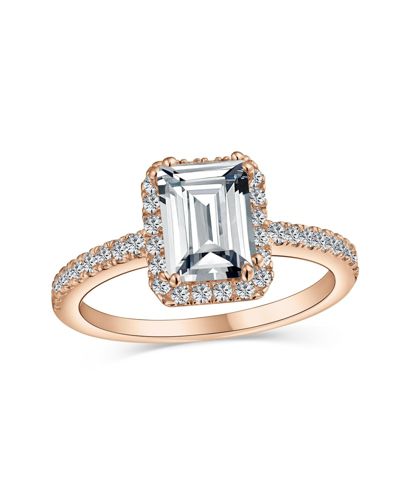 Помолвочное кольцо Bling Jewelry Art Deco Style Halo CZ Emerald Cut