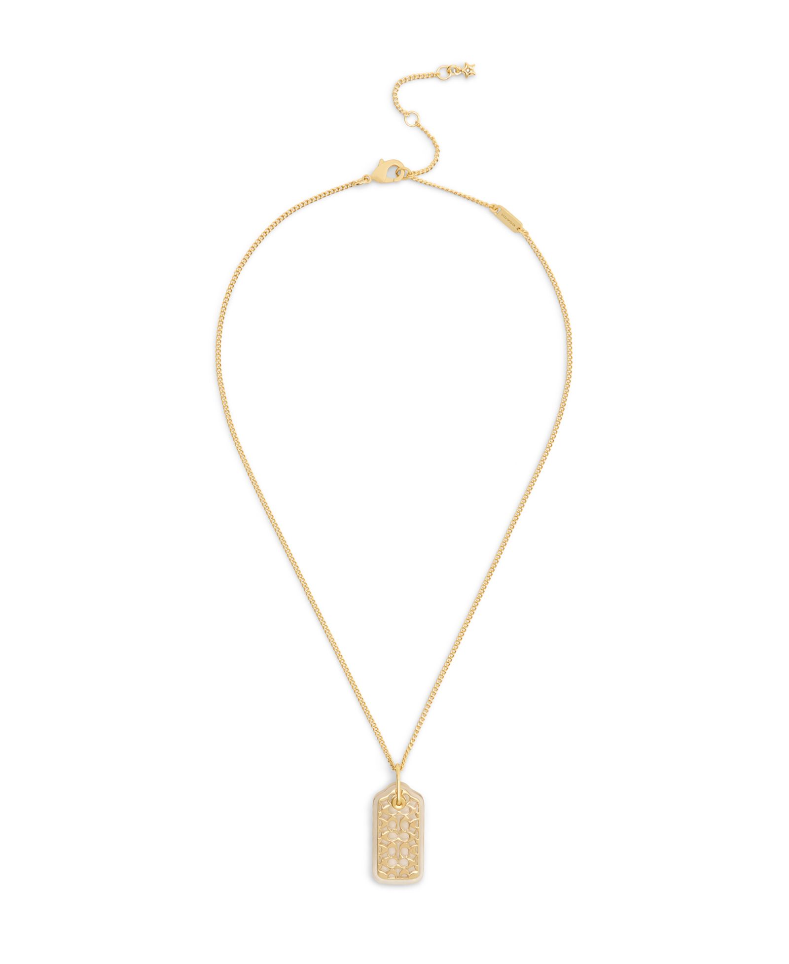 COACH Gold Plated Hangtag Pendant Necklace
