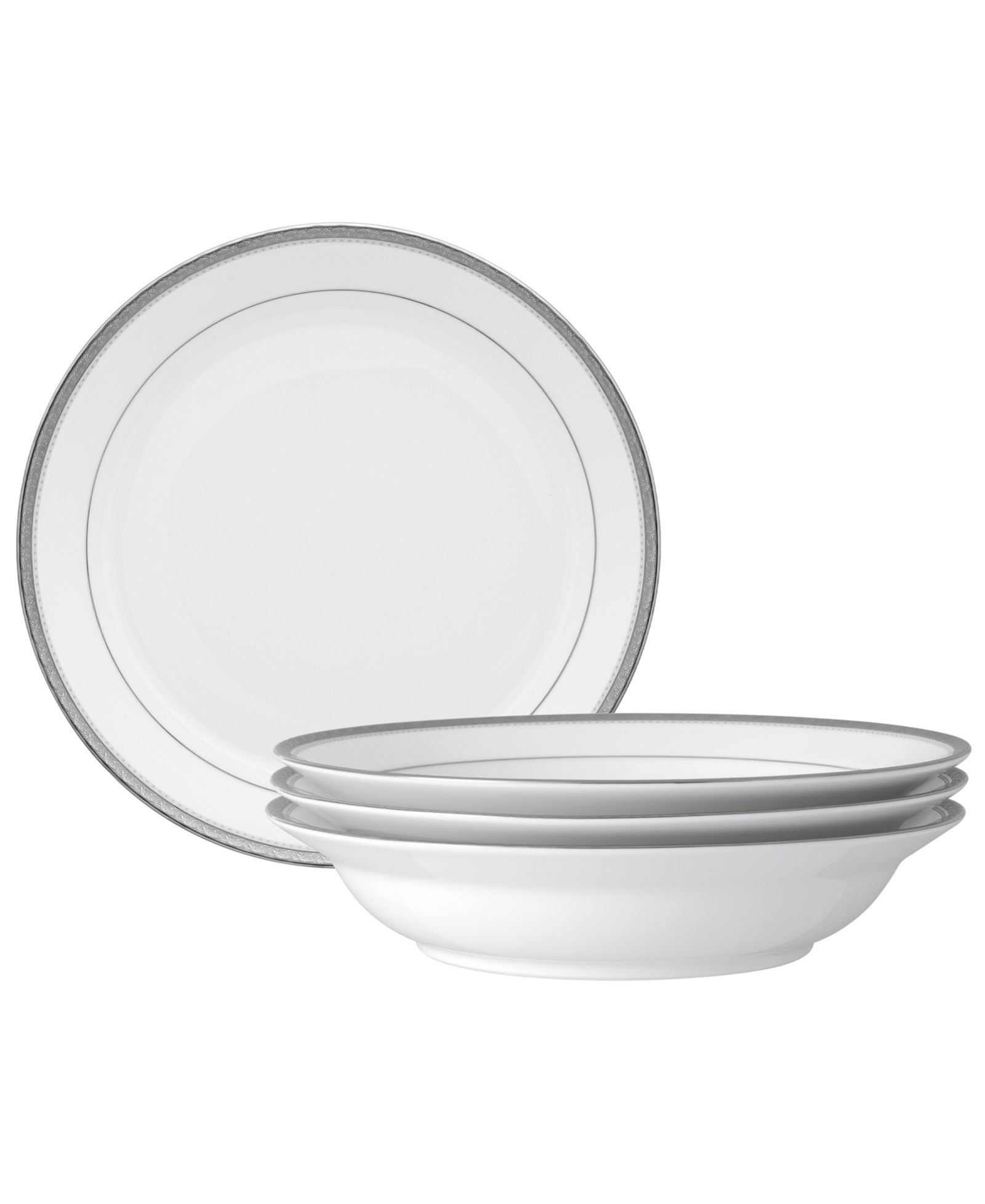 Noritake Charlotta Platinum 4-Pc. Rim Dinner Bowl Set, Service For 4