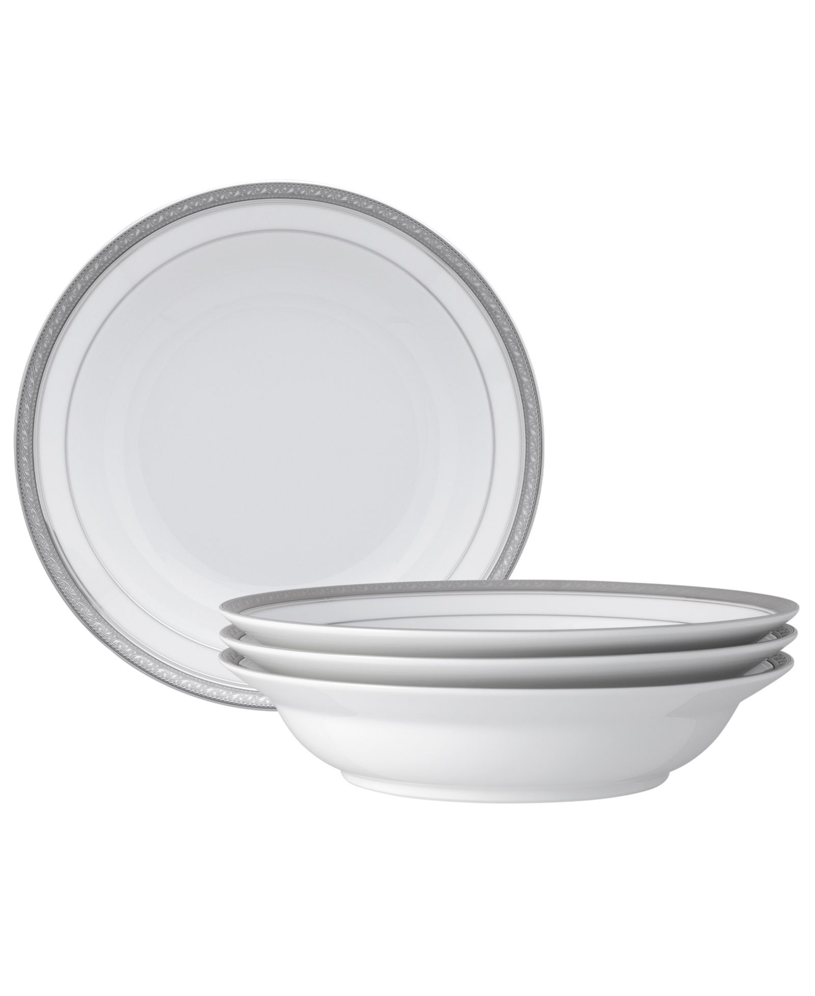 Noritake Crestwood Platinum 4-Pc. Rim Dinner Bowl Set, Service For 4