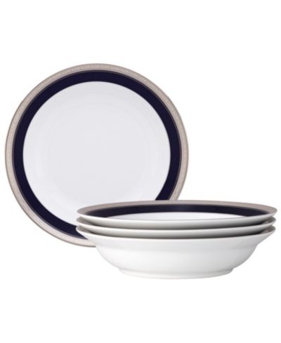 Noritake Crestwood Cobalt Platinum Set of 4 Rim Dinner Bowls, 10", 25 oz.