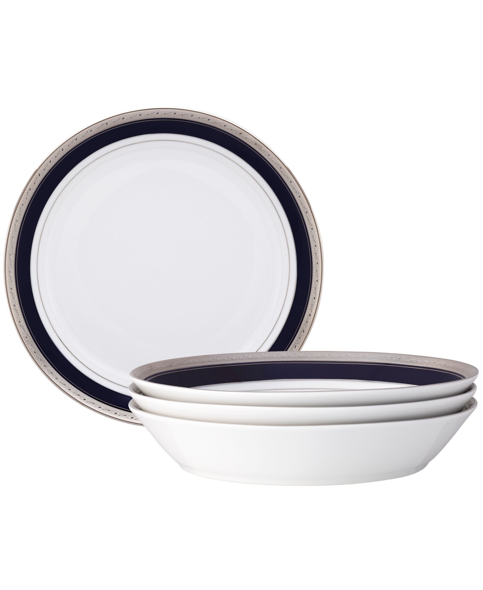Набор из 4 мисок Noritake Crestwood Cobalt Platinum Coupe Dinner Bowls, 9-3/4", 43 oz.
