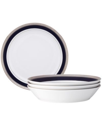 Noritake Crestwood Cobalt Platinum Set of 4 Coupe Dinner Bowls, 9-3/4", 43 oz.