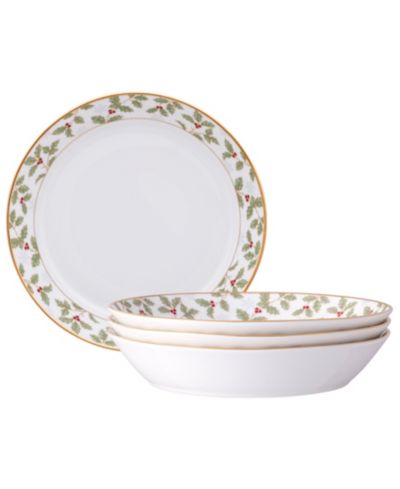Noritake Holly & Berry золотой набор из 4 обеденных чаш, 9-3/4", 43 oz.