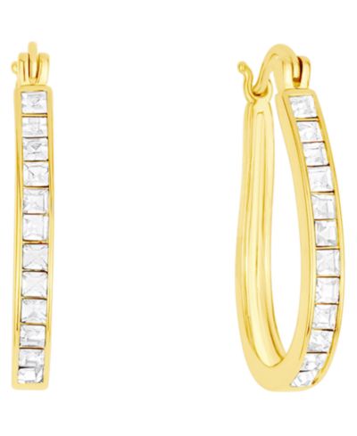 Серьги-кольца And Now This Crystal Oblong 18k Gold-Plated Brass