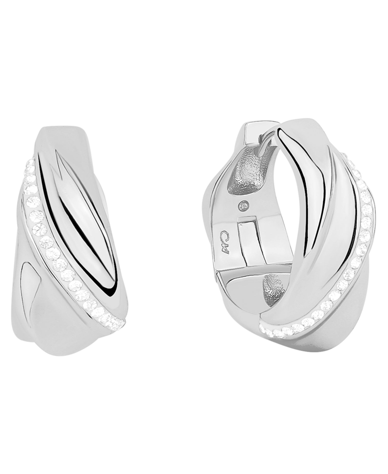 And Now This Crystal Twist 18k Silver Plated Brass Hoop Earrings, Macy's Exclusive