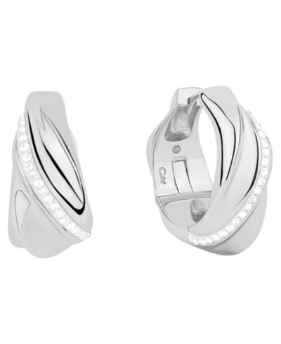 And Now This Crystal Twist 18k Silver Plated Brass Hoop Earrings, Macy's Exclusive