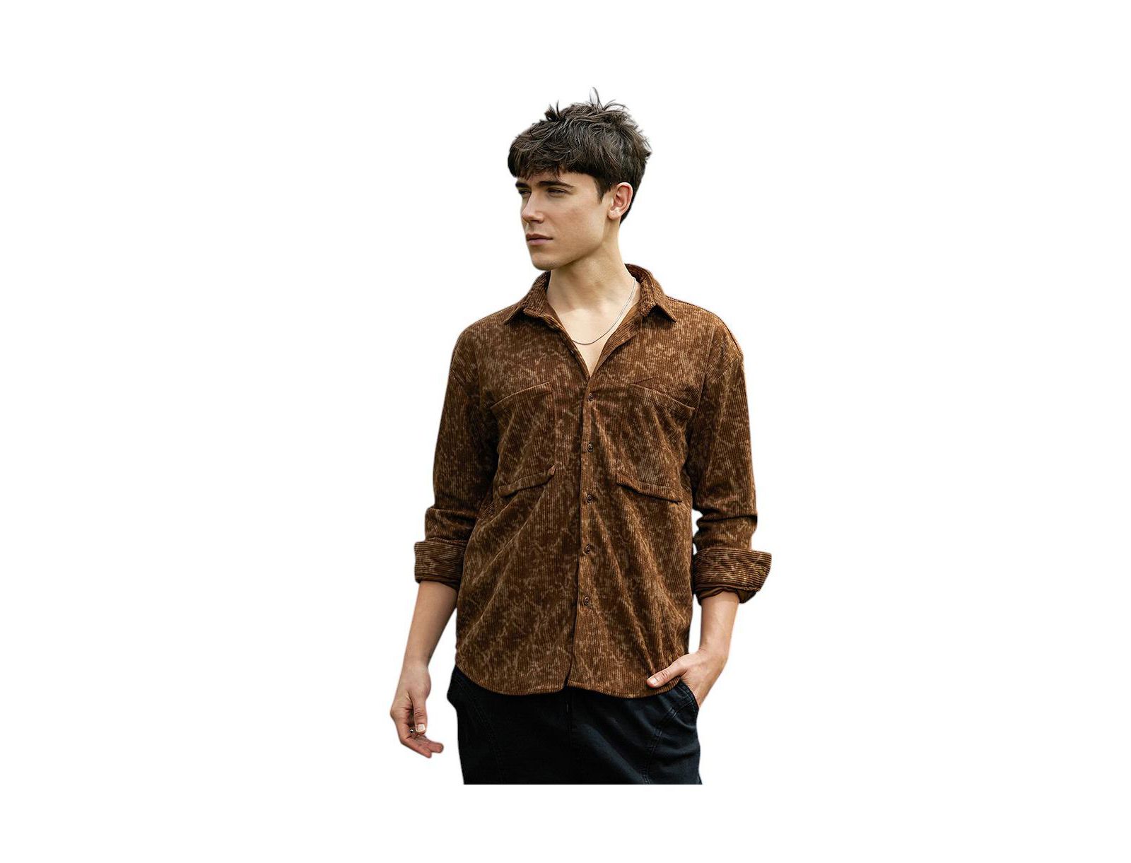 Campus Sutra Men's Faded Corduroy Oversized Shirt