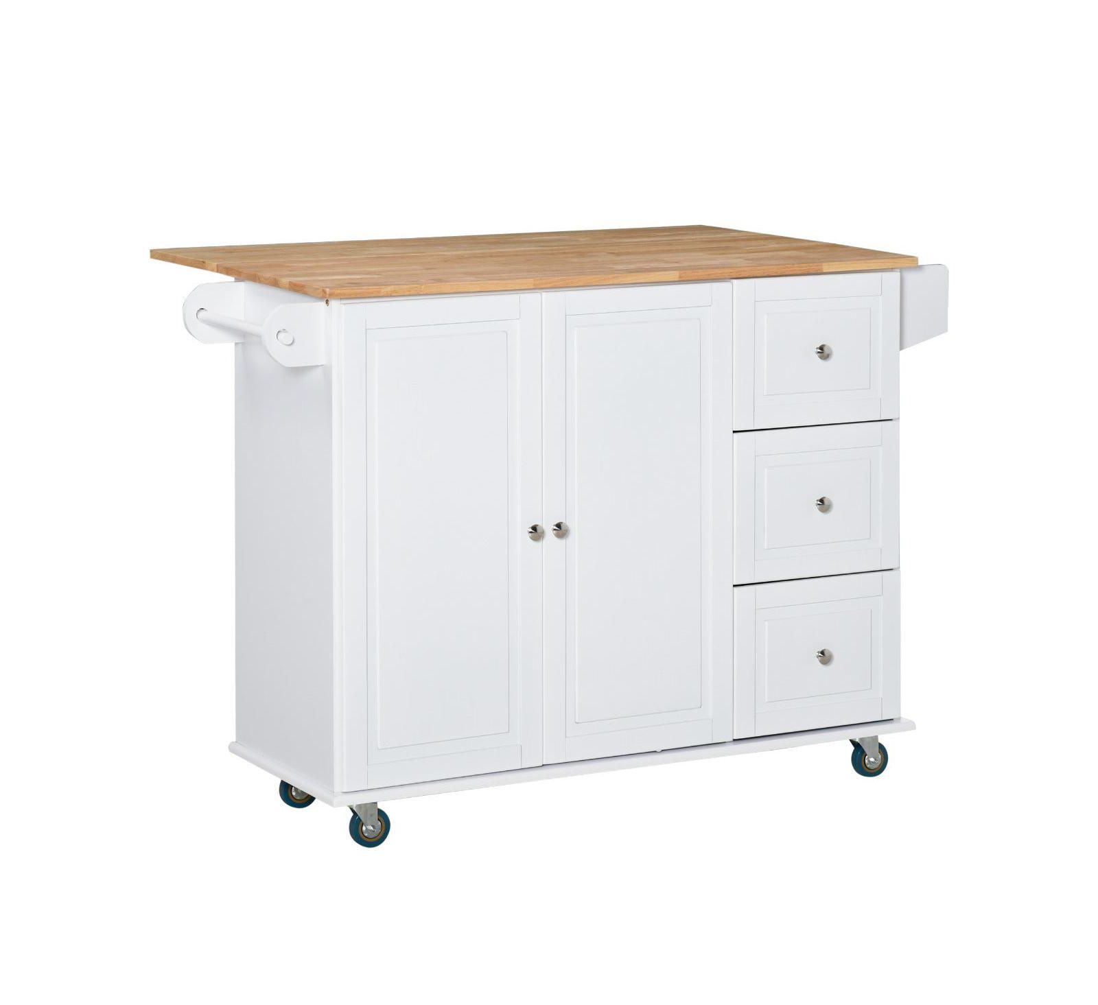 Halifax North America White Kitchen Assistant: Island Cart with Drop Leaf and Storage