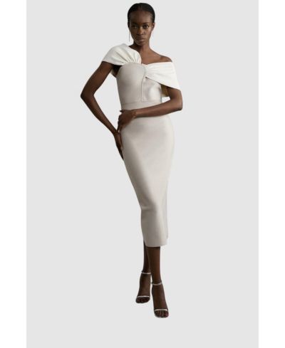 Karen Millen Women's Figure Form Asymmetric Midi Dress