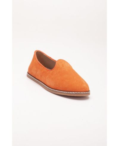 Orange suede leather