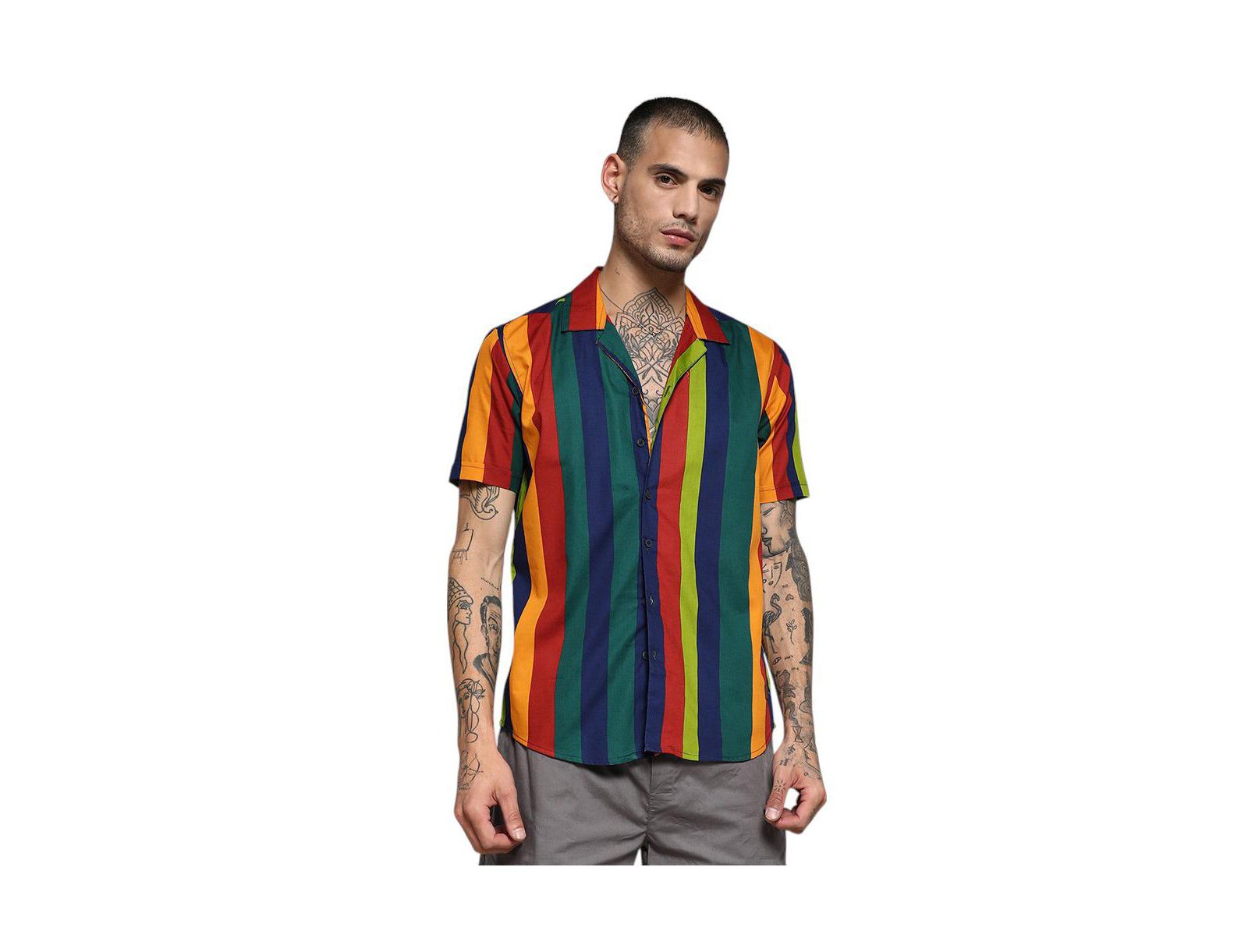 Campus Sutra Men's Awning Striped Shirt