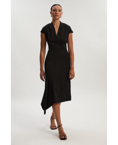 Karen Millen Women's Asymmetric Front Tailored Midi Dress