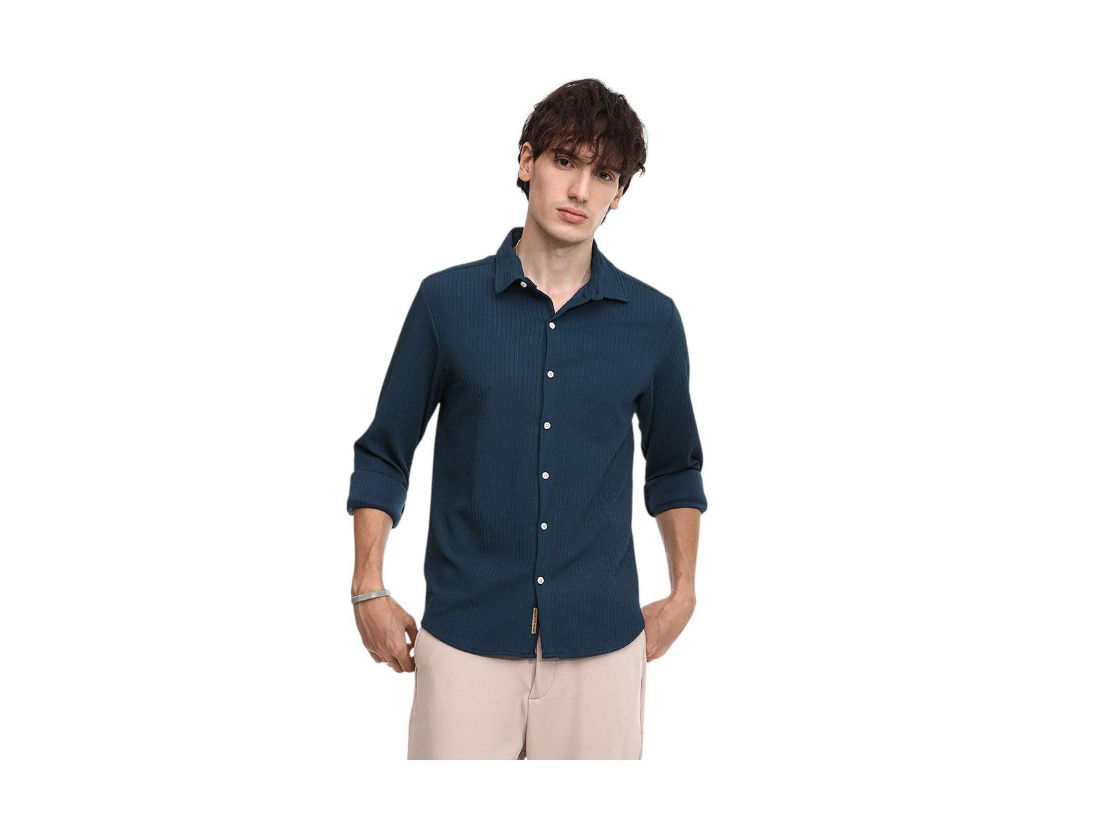 Campus Sutra Men's Stripe-Creased Shirt