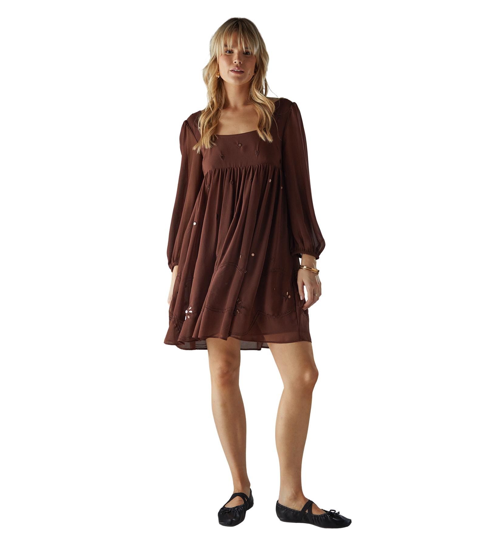 Мини-платье Warehouse Women's Square Neck с отделкой ручной работы
