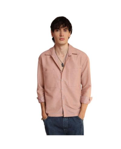 Campus Sutra Men's Chevron-Woven Utility Shirt