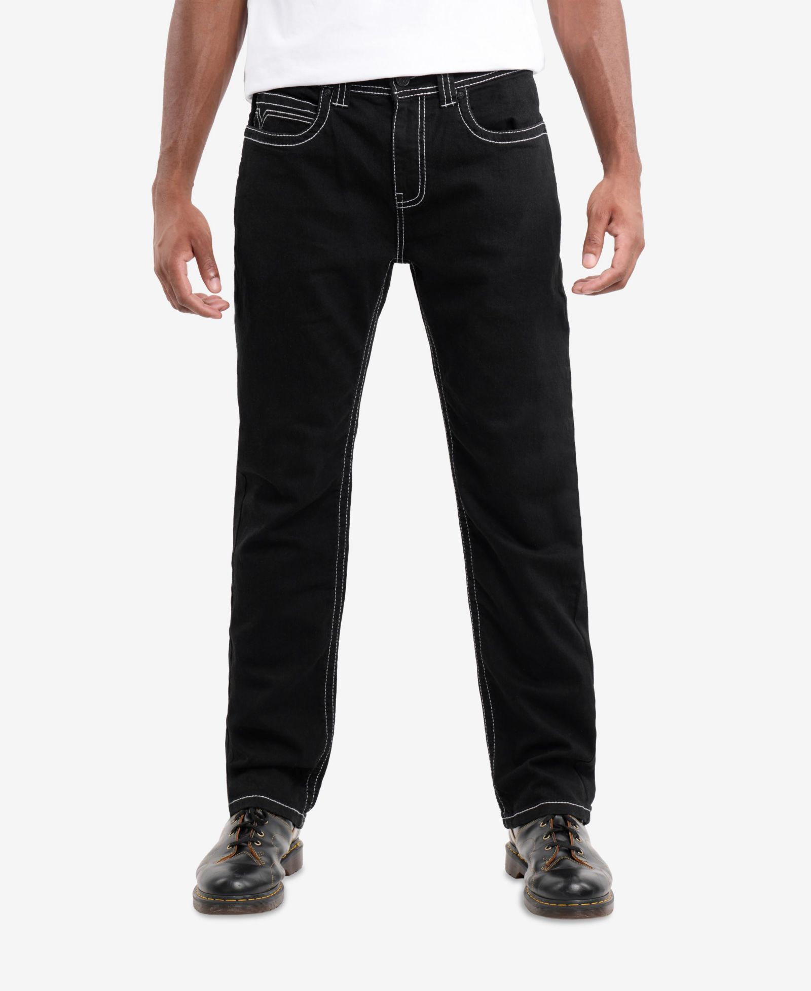CULTURA Men's Saddle Stitch Straight Fit Jeans