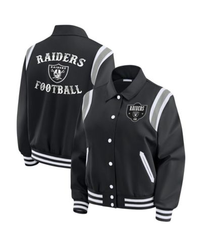 Женская легкая куртка WEAR by Erin Andrews Black Las Vegas Raiders Varsity на кнопках