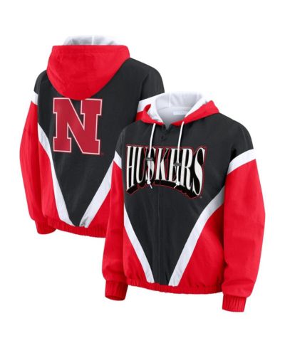 Женская ветровка WEAR by Erin Andrews Scarlet/Black Nebraska Huskers Color Block Full-Zip