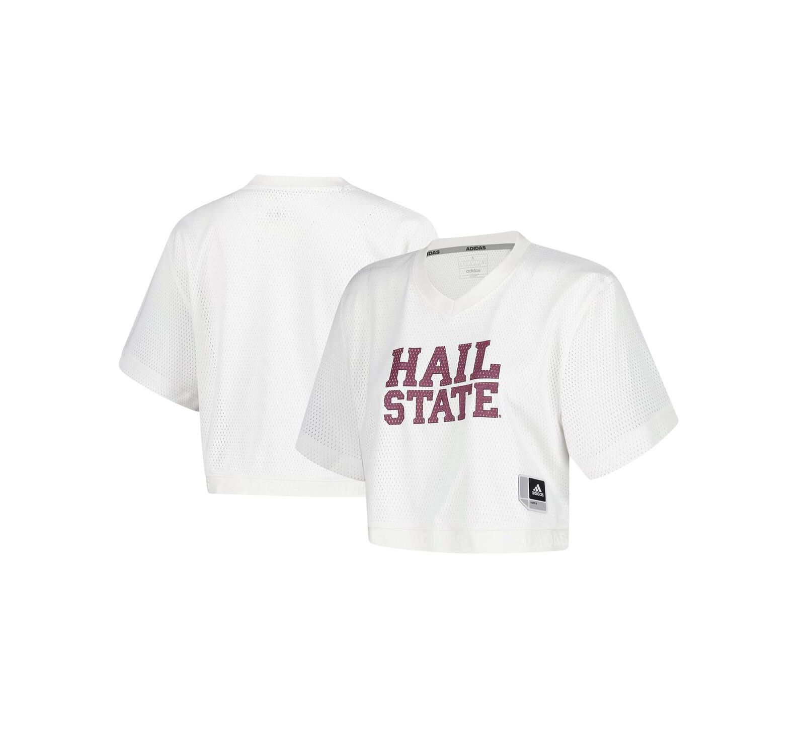 Adidas Женский белый джерси Mississippi State Bulldogs Primegreen V-образный вырез