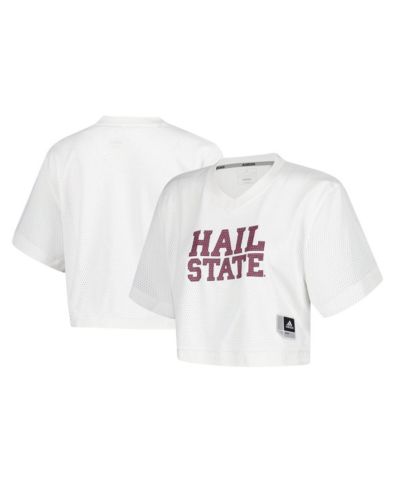 Adidas Женский белый джерси Mississippi State Bulldogs Primegreen V-образный вырез