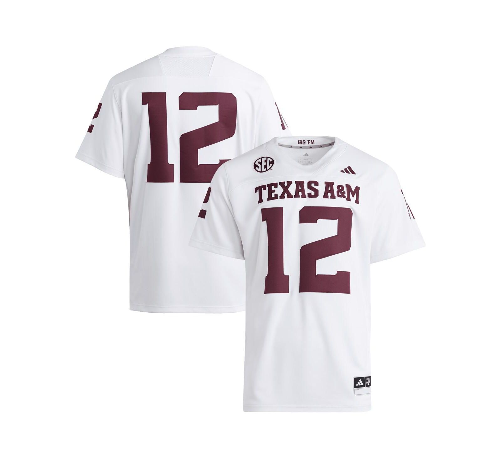 adidas Men's 12 White Texas A&M Aggies Premier Jersey